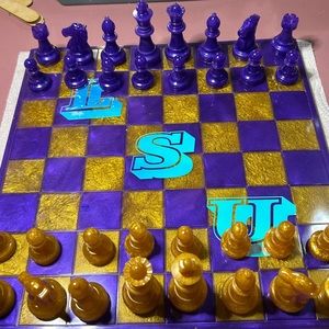 LSU CUSTOM HANDMADE CHESS SET